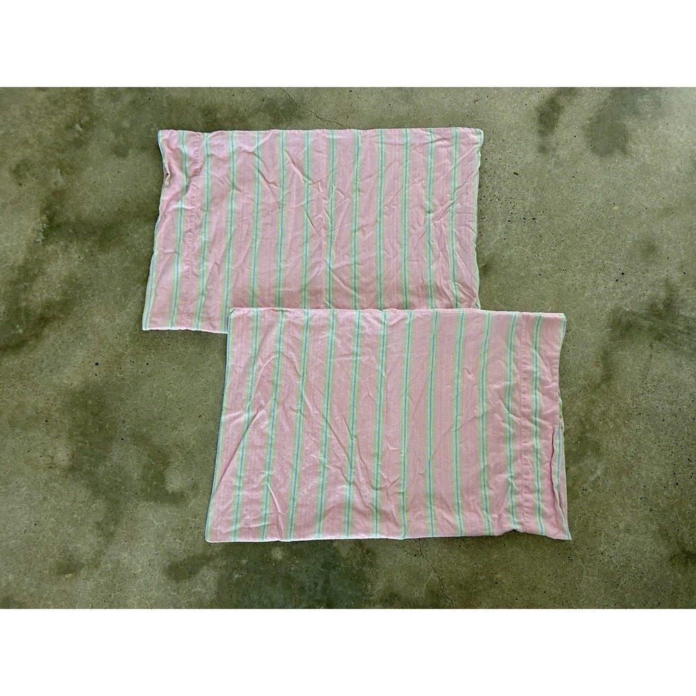 Cynthia Rowley SWELL Pink Green Blue Stripes Standard Pillowcases Preppy